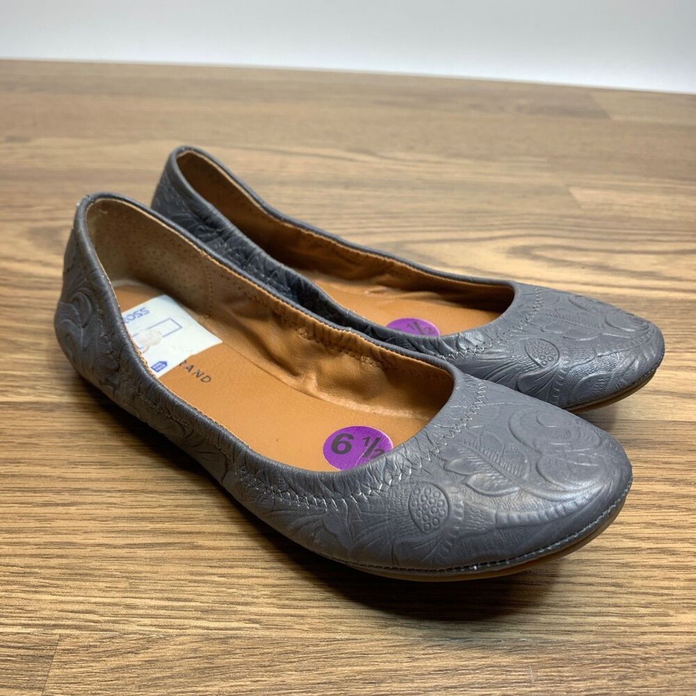 Lucky Brand Ballet Flats Emmie Women's Blue Leather Slip On Size 6.5 M 37